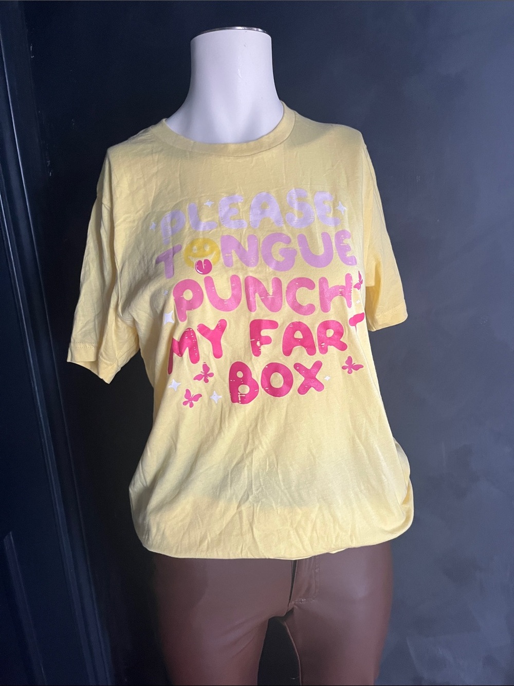 Bella Canvas Yellow Tee with Pink Graphic Text